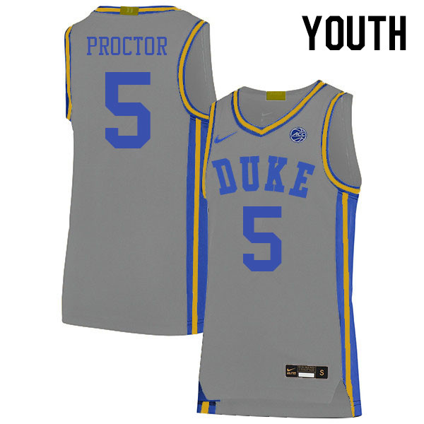 Youth #5 Tyrese Proctor Duke Blue Devils 2022-23 College Stitched Basketball Jerseys Sale-Gray